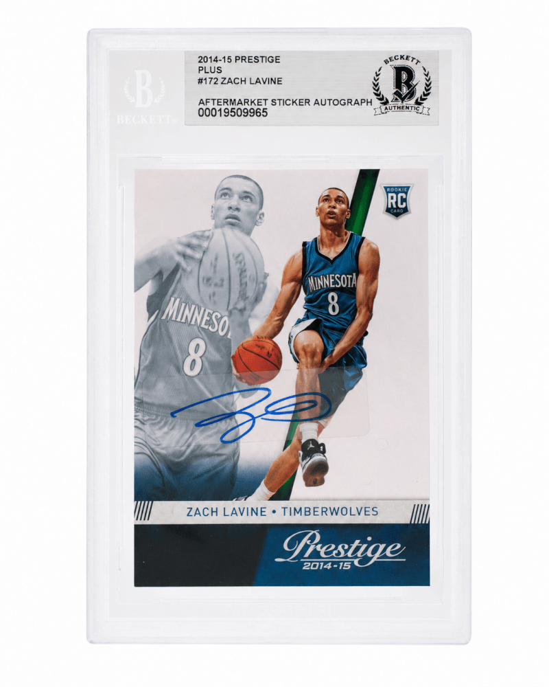 Zach Lavine Autographed 2014 Panini Prestige Plus Rookie Basketball Card #172 - (Beckett / Auto Sticker)-Powers Sports Memorabilia