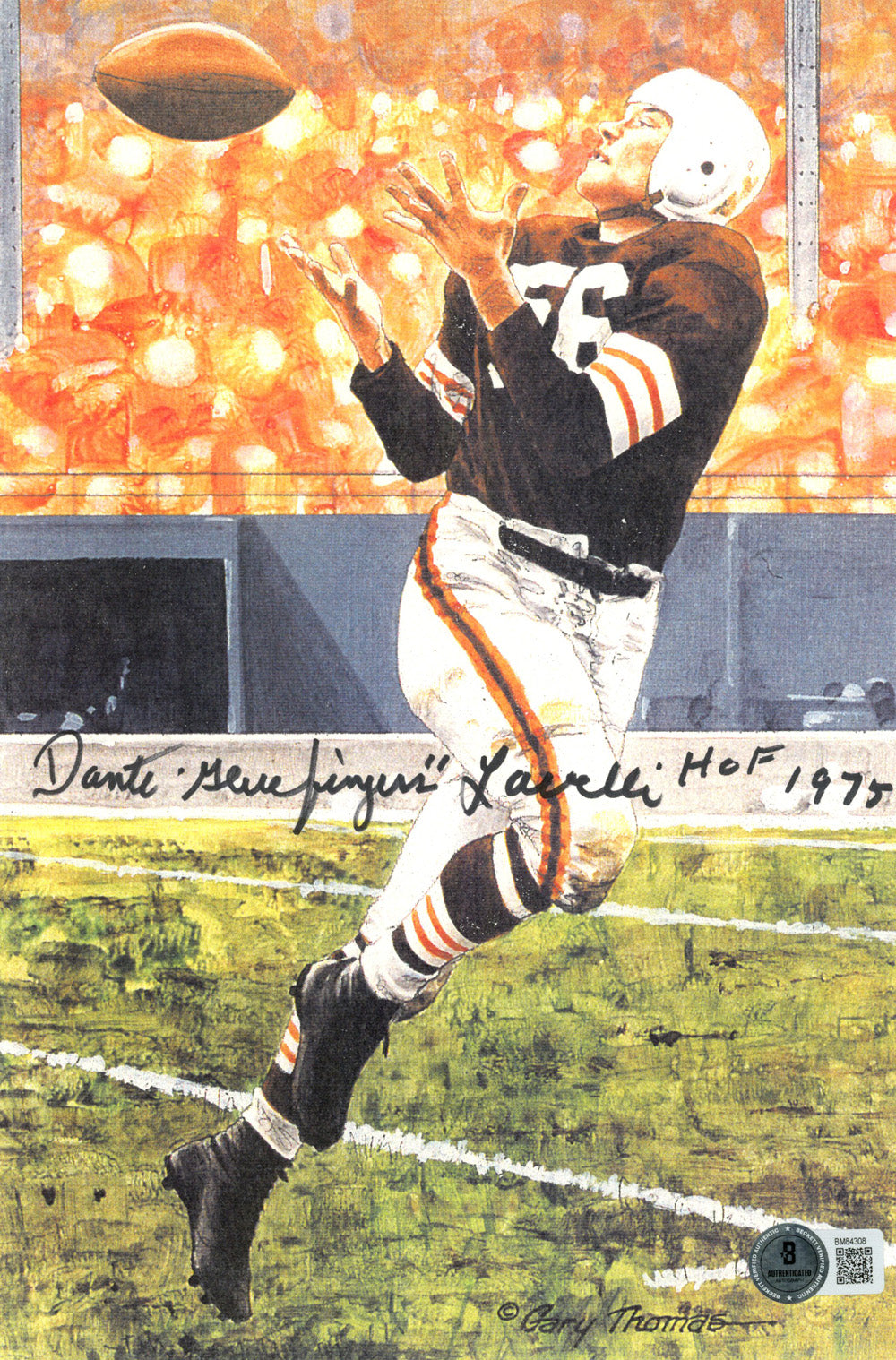 Dante Lavelli Cleveland Browns Signed Mini Helmet - 10x6 Gluefingers Beckett Beckett-Powers Sports Memorabilia