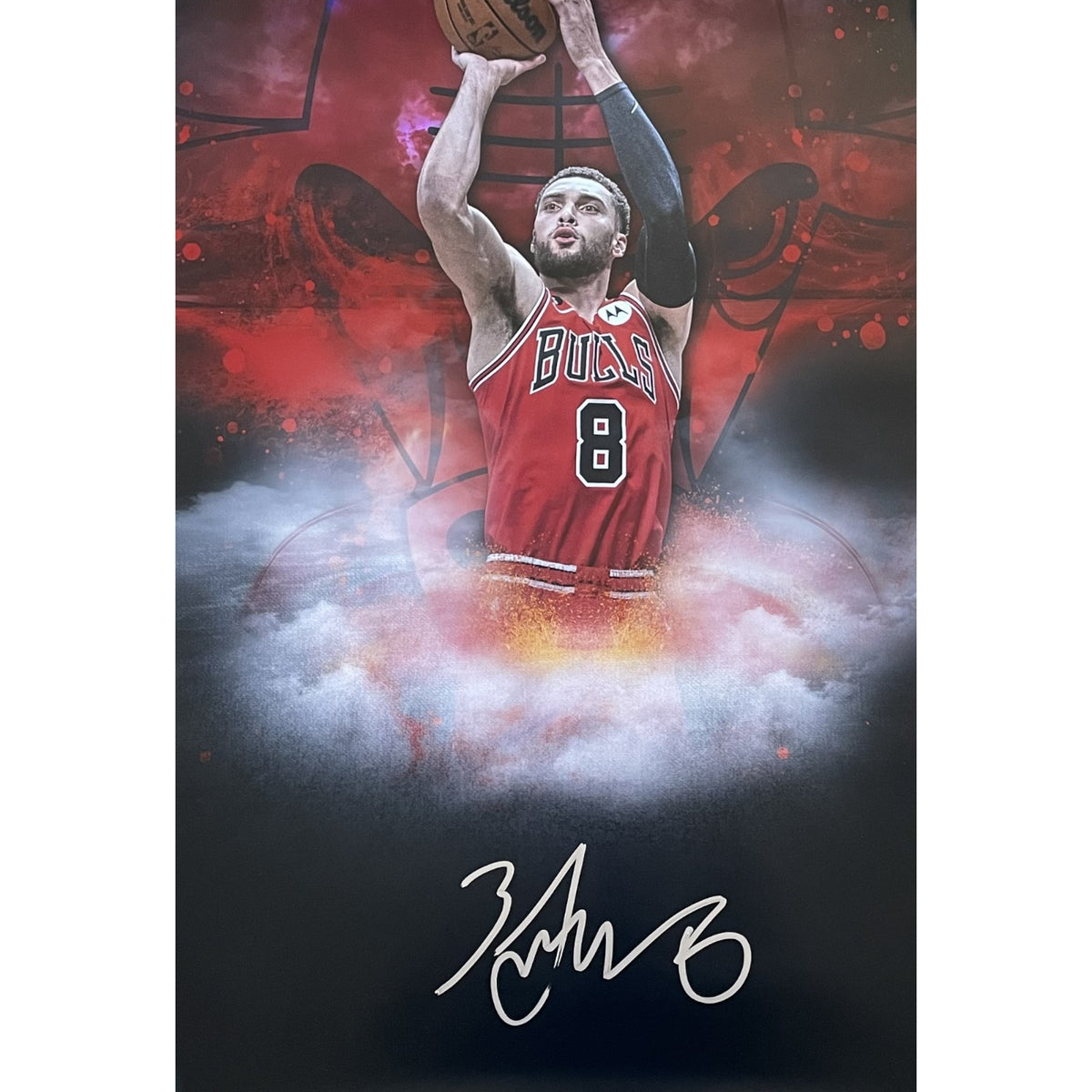 Zach Lavine Chicago Bulls Signed Mini Helmet - 20x24 FAN-Powers Sports Memorabilia