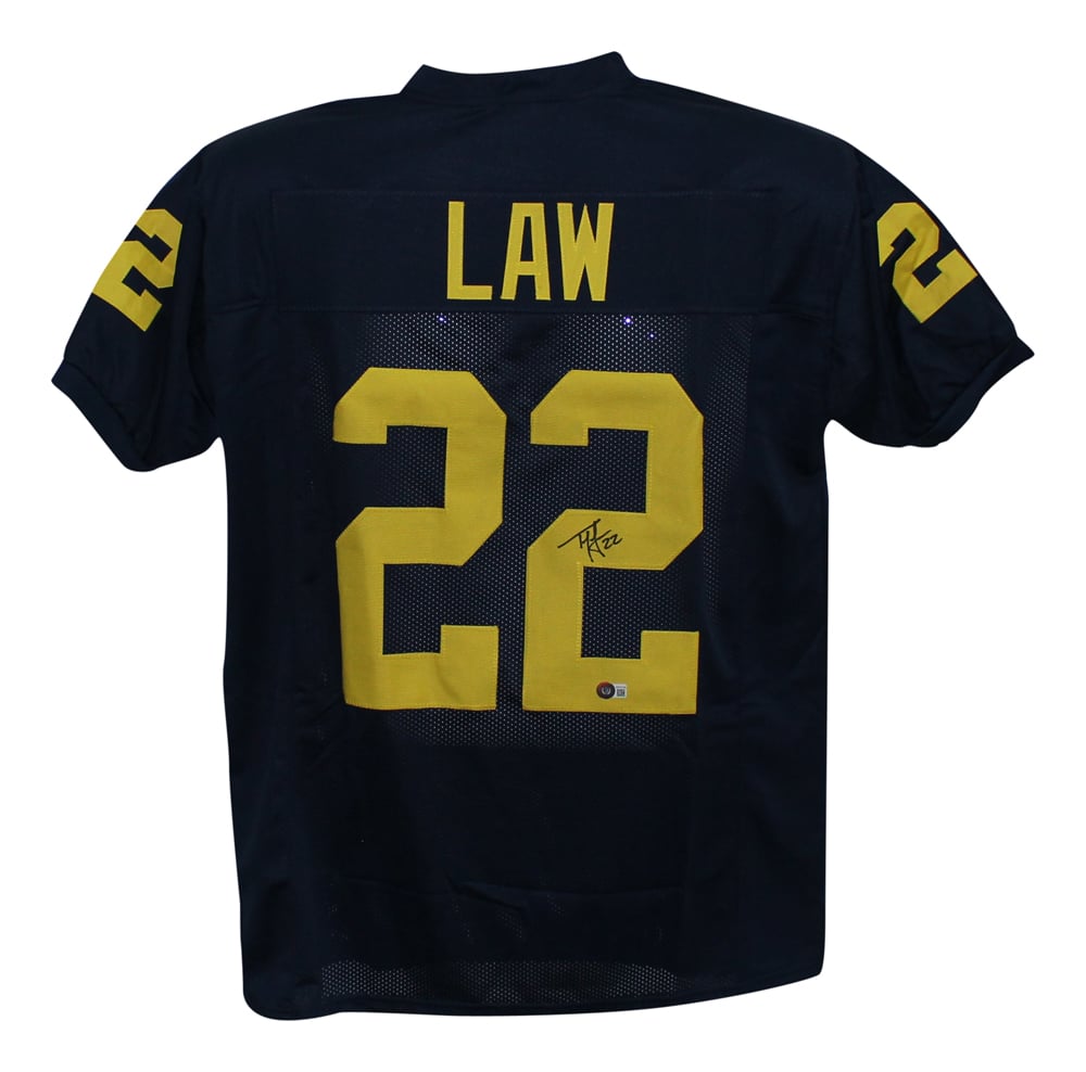 Ty Law Signed College Style Blue XL Jersey – Beckett Authenticated-Powers Sports Memorabilia