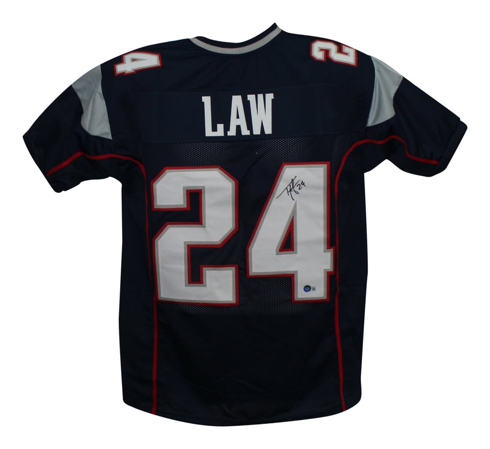 Ty Law Signed Pro Style Blue XL Jersey – Blue – Beckett Authenticated-Powers Sports Memorabilia