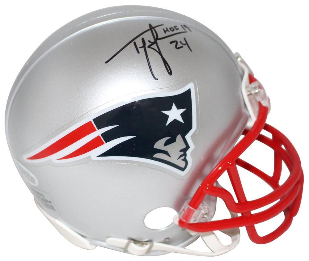 Ty Law Signed New England Patriots Mini Helmet HOF – Beckett Authenticated-Powers Sports Memorabilia