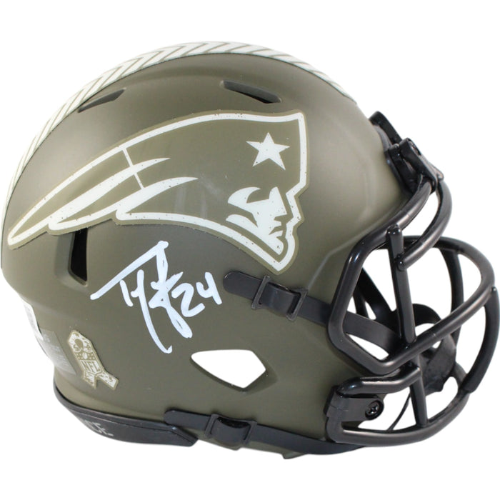 Ty Law Signed New England Patriots 22 Salute Mini Helmet – Beckett Authenticated-Powers Sports Memorabilia