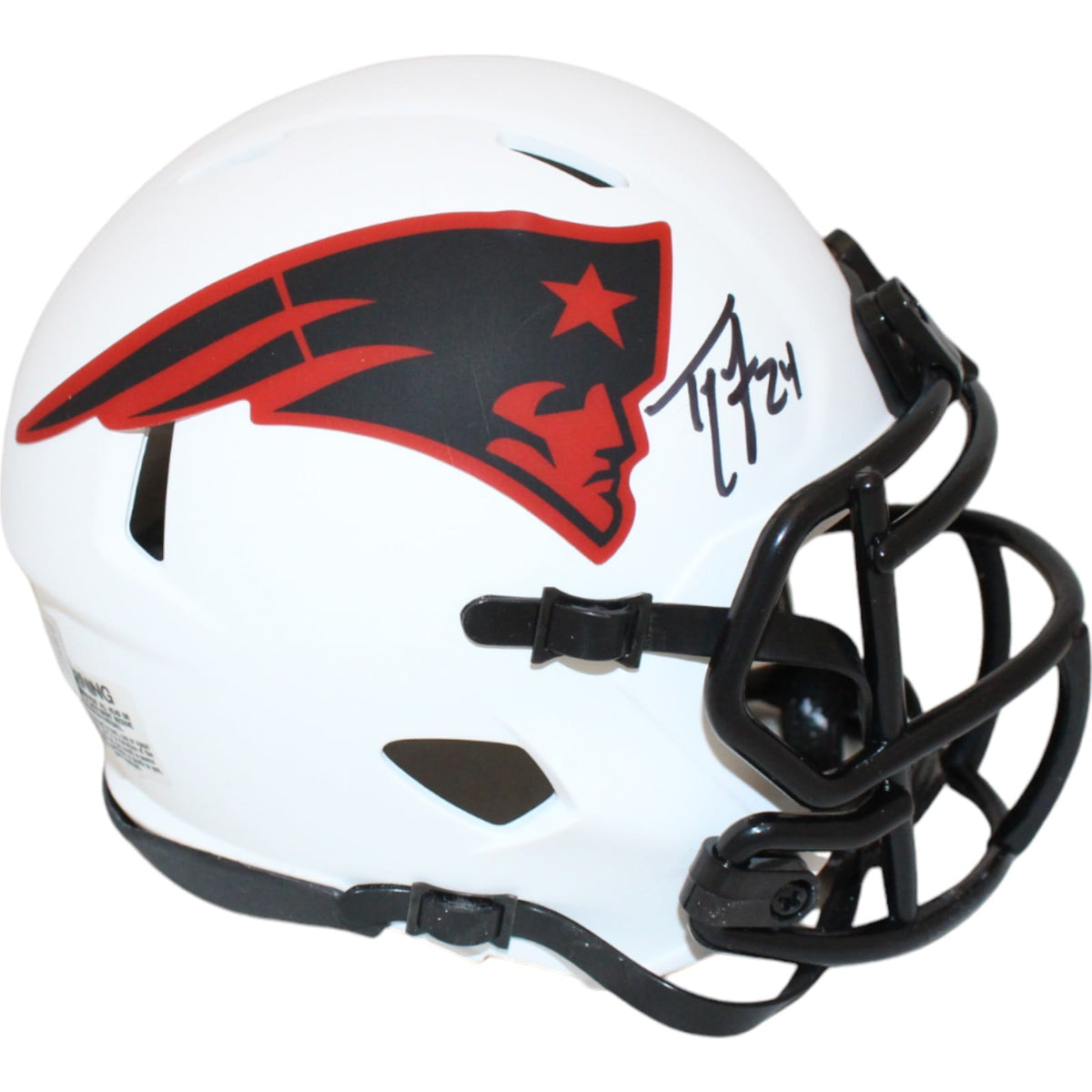 Ty Law Signed New England Patriots Lunar Mini Helmet – Beckett Authenticated-Powers Sports Memorabilia
