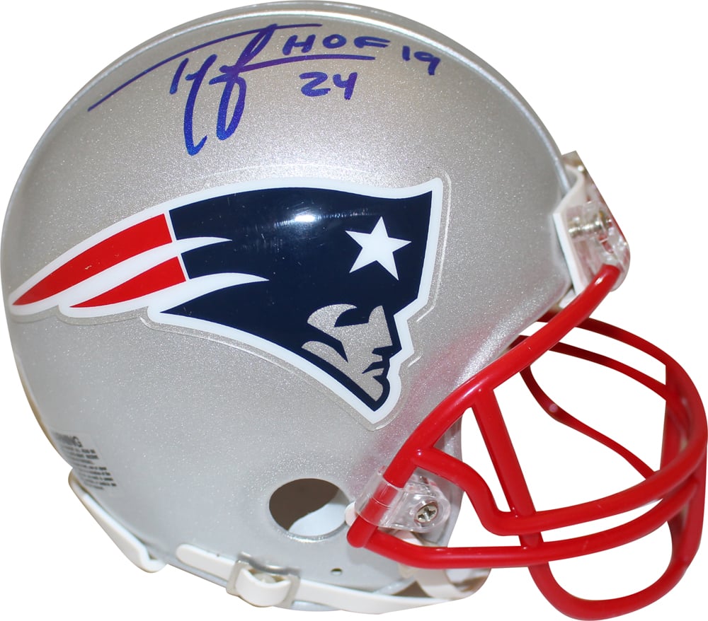 Ty Law Signed New England Patriots VSR4 Mini Helmet w/insc – Beckett Authenticated-Powers Sports Memorabilia