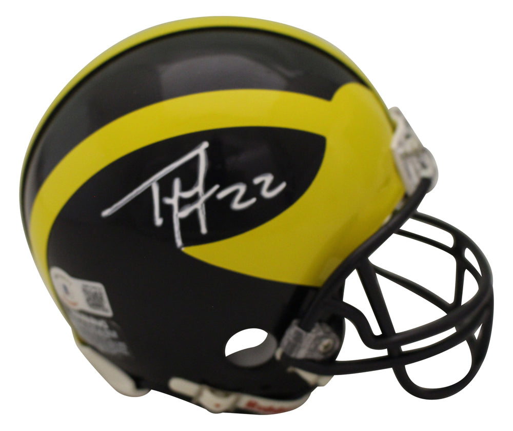 Ty Law Michigan Wolverines Signed Mini Helmet - VSR4 Beckett Beckett-Powers Sports Memorabilia