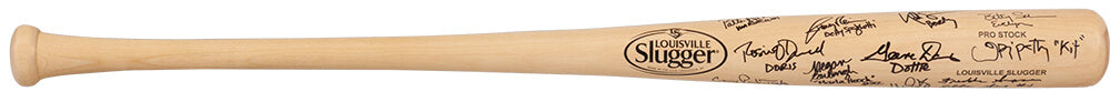 A League Of Their Own (Rockford Peaches) Cast Autographed Louisville Slugger Blonde Baseball Bat (11 Signatures - with Character Names)-Powers Sports Memorabilia