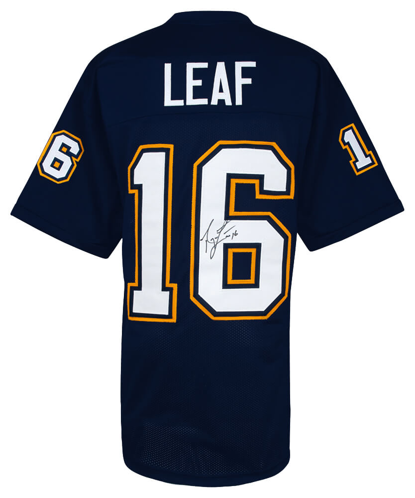 Ryan Leaf Autographed Navy Throwback Custom Football Jersey-Powers Sports Memorabilia