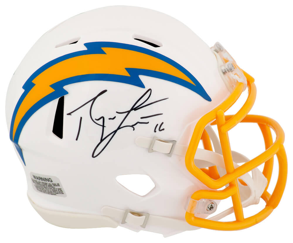 Ryan Leaf Autographed Chargers White Riddell Speed Mini Helmet-Powers Sports Memorabilia
