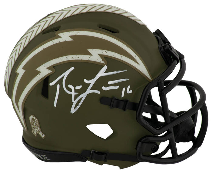 Ryan Leaf Autographed Chargers SALUTE Riddell Speed Mini Helmet-Powers Sports Memorabilia