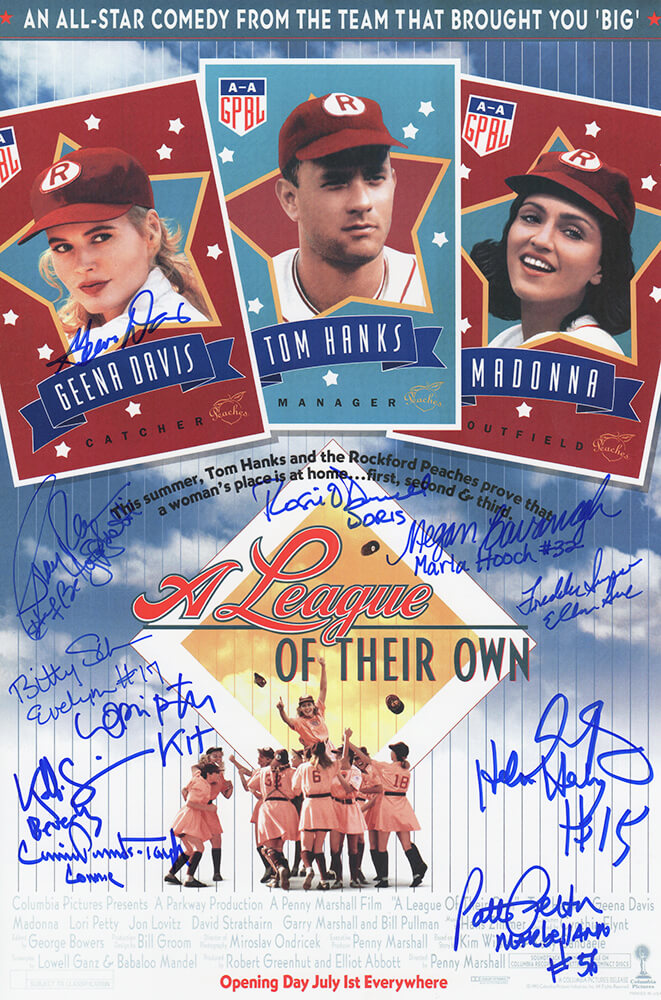 A League Of Their Own (Rockford Peaches) Cast Autographed 11x17 Movie Poster (11 Signatures)-Powers Sports Memorabilia