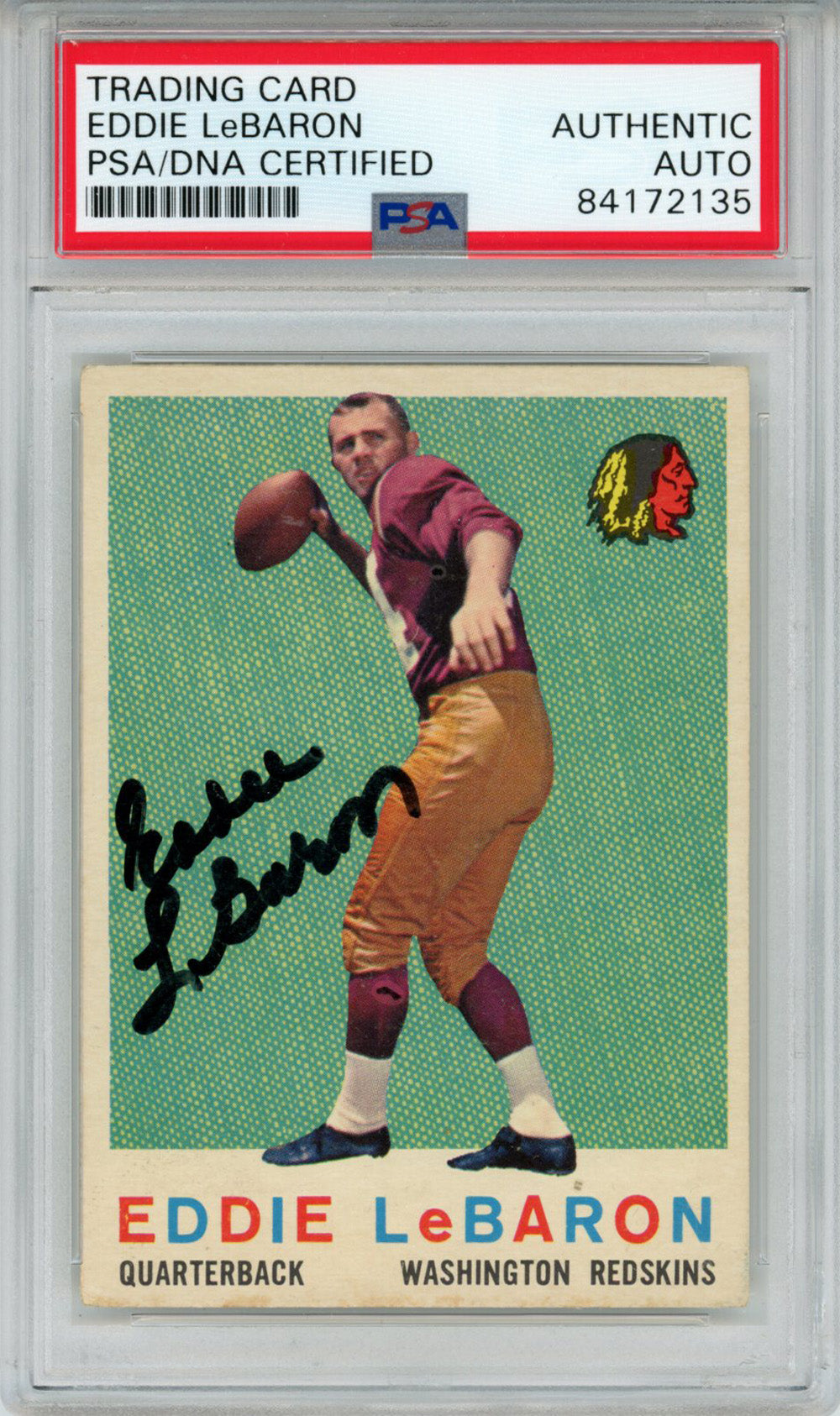 Eddie LeBaron Washington Redskins Signed Card - 1959 Topps #150 PSA Slab PSA-Powers Sports Memorabilia