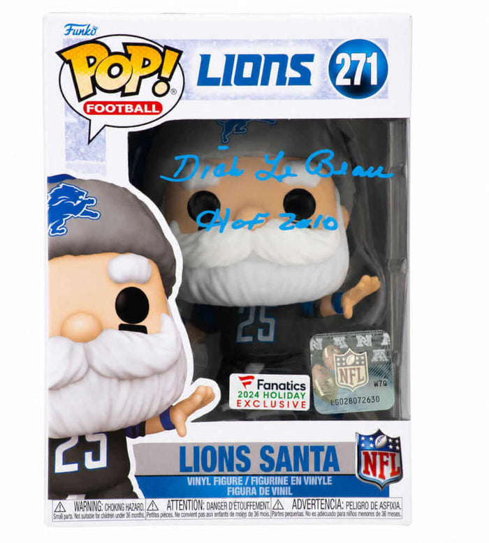 Dick LeBeau Autographed Detroit Lions SANTA Funko Pop Doll #271 with HOF 2010-Powers Sports Memorabilia