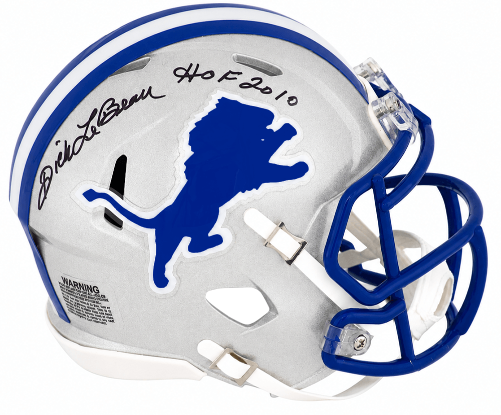 Dick LeBeau Autographed Detroit Lions Throwback Riddell Speed Mini Helmet with HOF 2010-Powers Sports Memorabilia