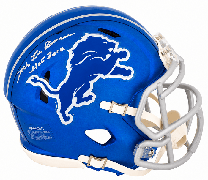 Dick LeBeau Autographed Detroit Lions FLASH Riddell Speed Mini Helmet with HOF 2010-Powers Sports Memorabilia