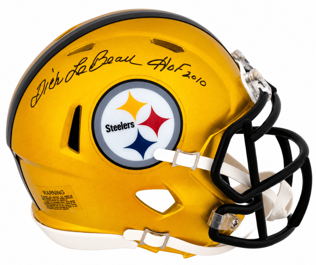 Dick LeBeau Autographed Pittsburgh Steelers FLASH Riddell Speed Mini Helmet with HOF 2010-Powers Sports Memorabilia