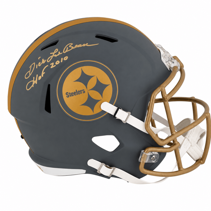 Dick LeBeau Autographed Pittsburgh Steelers SLATE Riddell Full Size Speed Replica Helmet with HOF 2010-Powers Sports Memorabilia