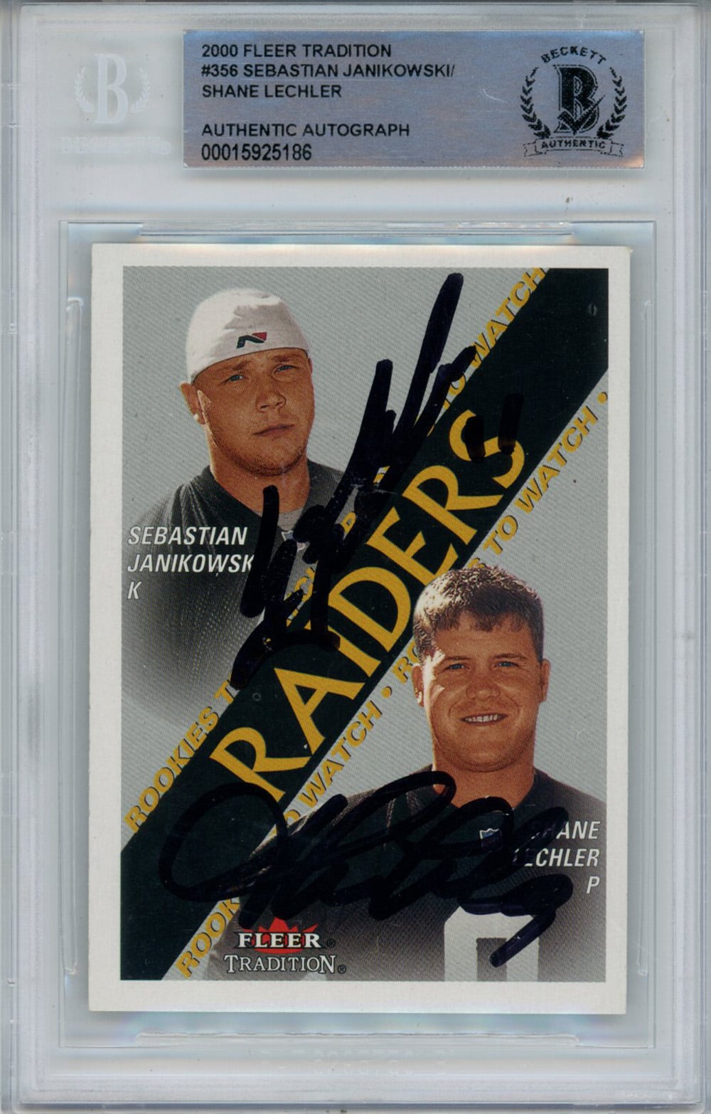 Janikowski & Lechler Signed 2000 Fleer Traditions #356 Rookie Card BAS Slab-Powers Sports Memorabilia