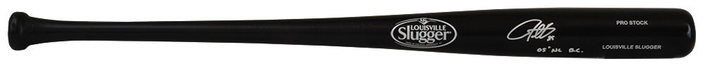 Derrek Lee Autographed Louisville Slugger Black Pro Stock Baseball Bat with 05 NL BC-Powers Sports Memorabilia