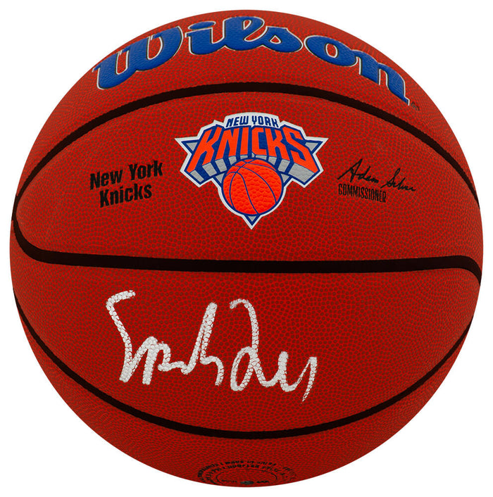 Spike Lee New York Knicks Autographed Logo Wilson NBA Basketball-Powers Sports Memorabilia