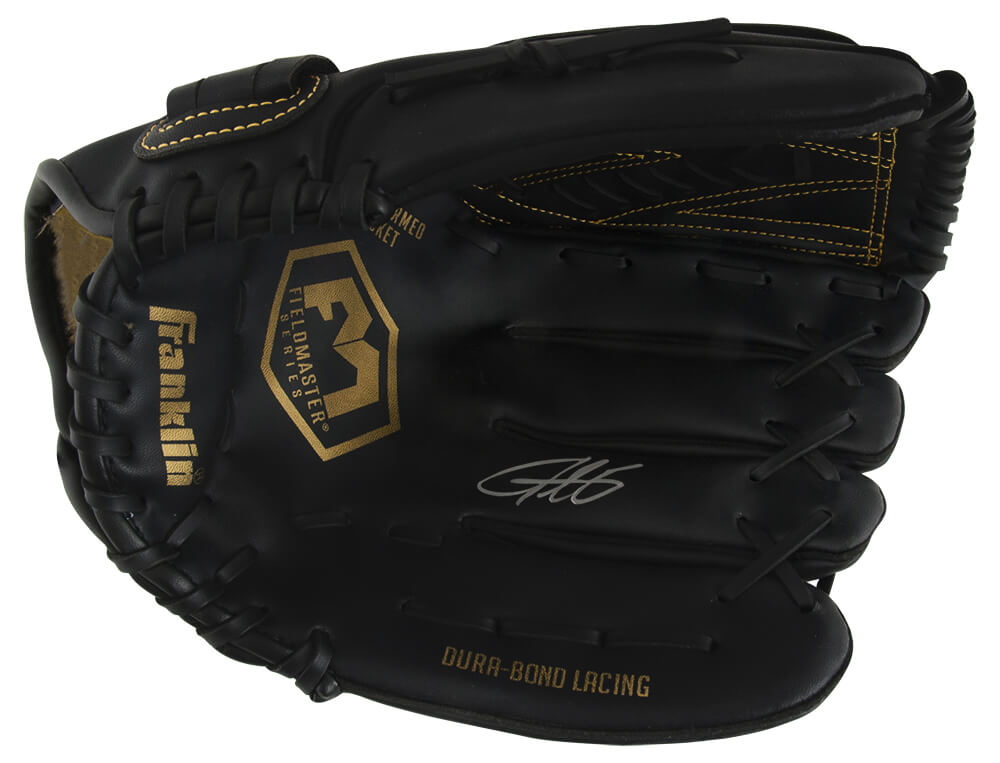 Derrek Lee Autographed Franklin Fieldmaster Black Baseball Fielder's Glove-Powers Sports Memorabilia