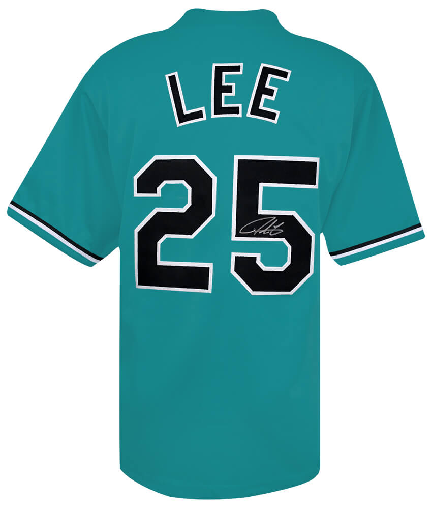 Derrek Lee Autographed Teal Throwback Custom Baseball Jersey-Powers Sports Memorabilia