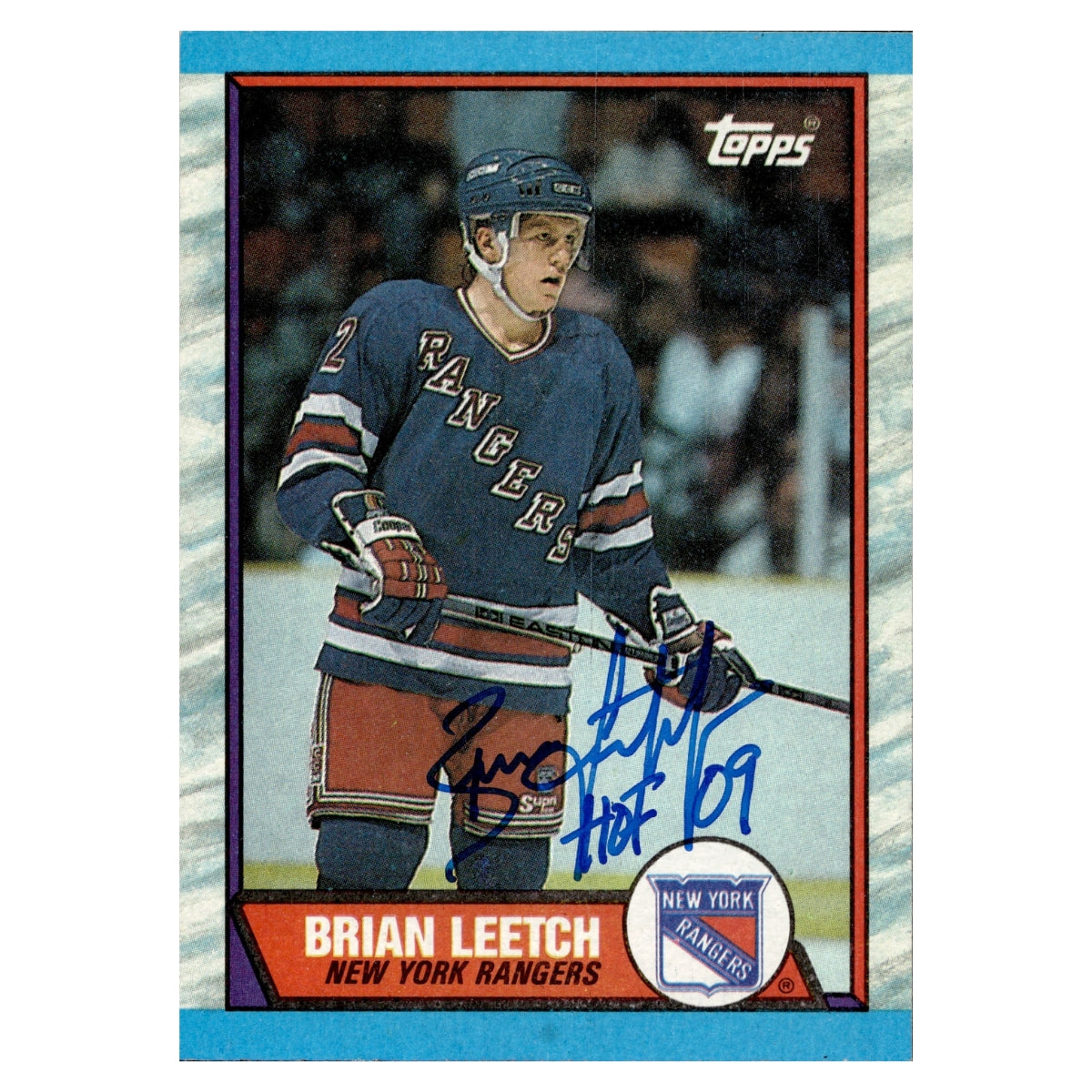 Brian Leetch New York Rangers Signed Inscribed HOF 09 1989-90 Topps Card-Powers Sports Memorabilia