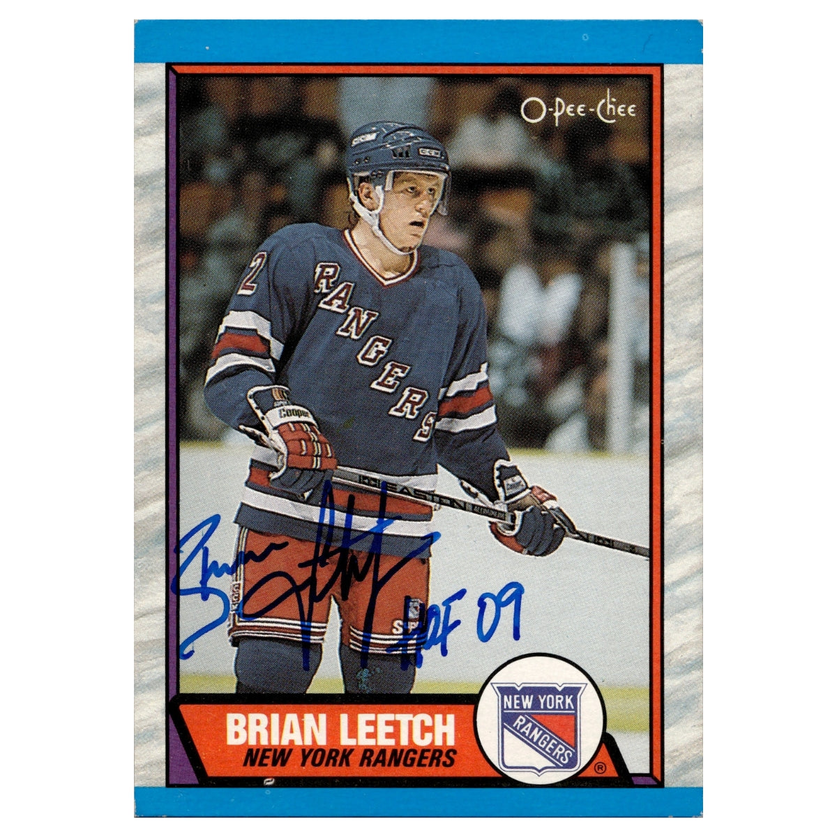 Brian Leetch New York Rangers Signed Inscribed HOF 09 1989-90 O-Pee-Chee Card-Powers Sports Memorabilia