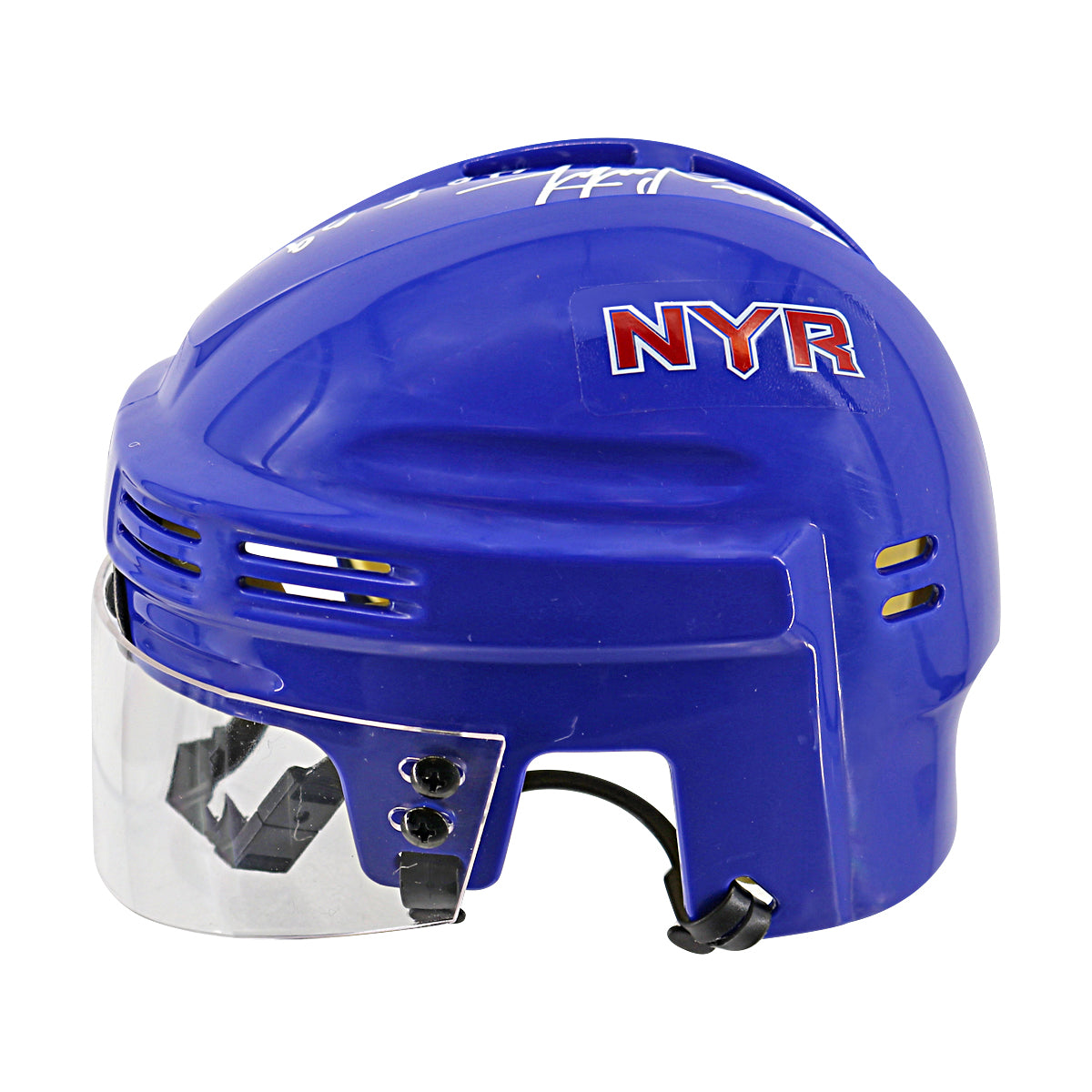 Brian Leetch New York Rangers Signed Inscribed HOF 09 Blue Mini Helmet-Powers Sports Memorabilia