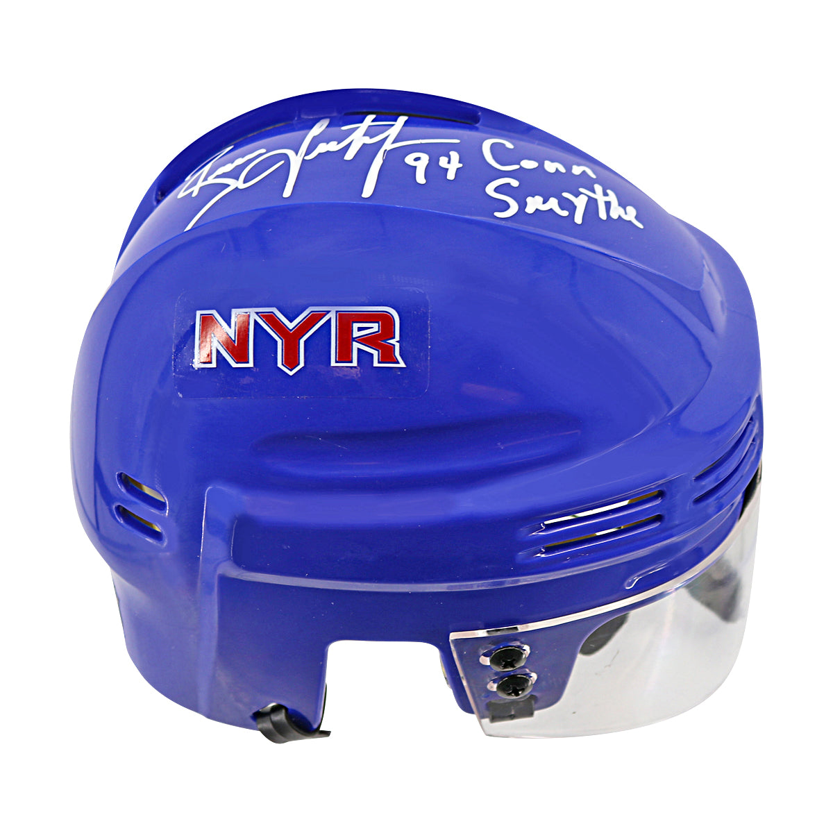 Brian Leetch New York Rangers Signed Inscribed 94 Conn Smythe Blue Mini Helmet-Powers Sports Memorabilia