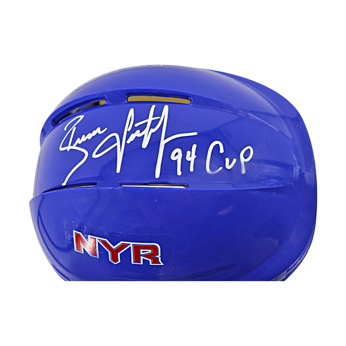 Brian Leetch New York Rangers Signed Inscribed 94 Cup Blue Mini Helmet-Powers Sports Memorabilia
