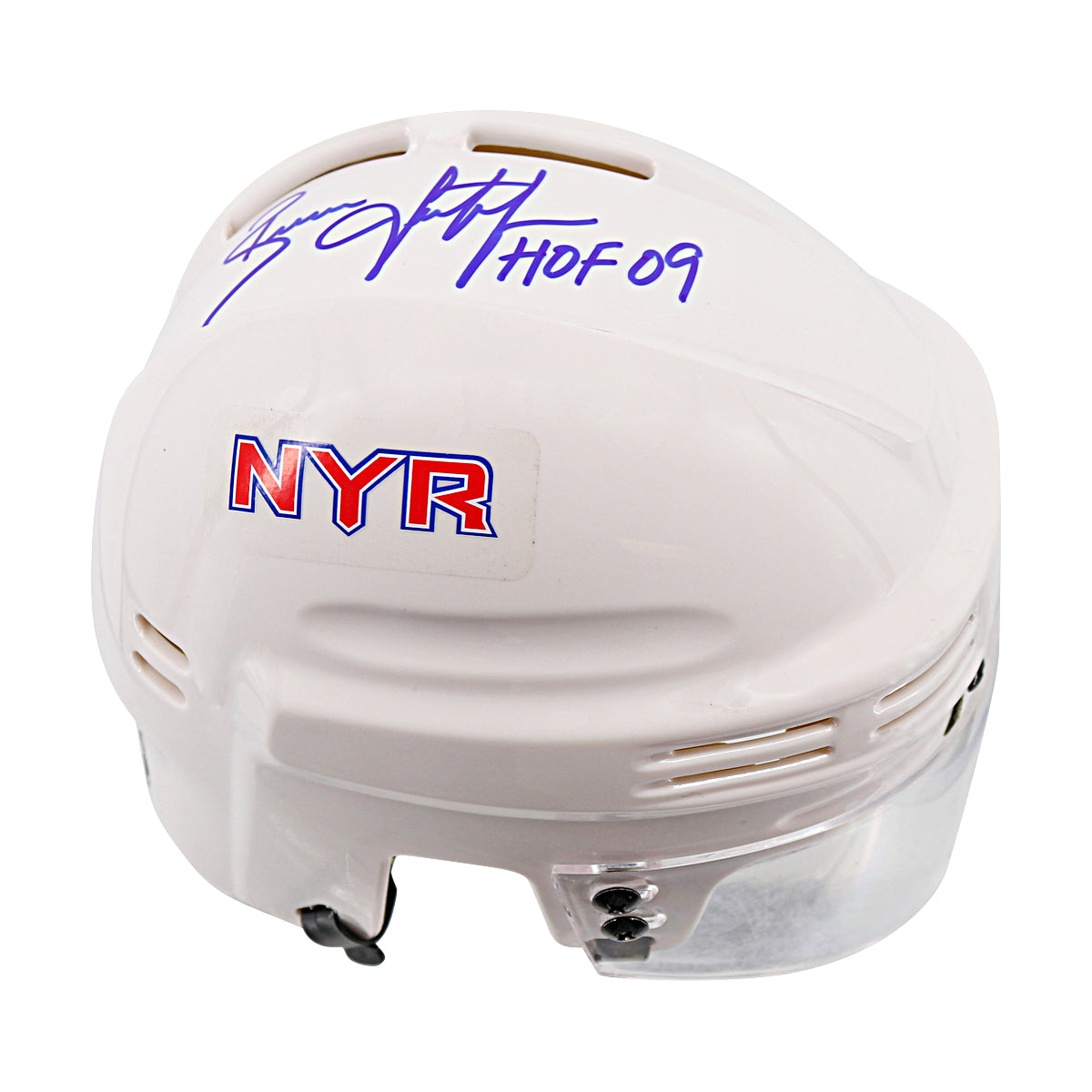 Brian Leetch New York Rangers Signed Inscribed HOF 09 White Mini Helmet
