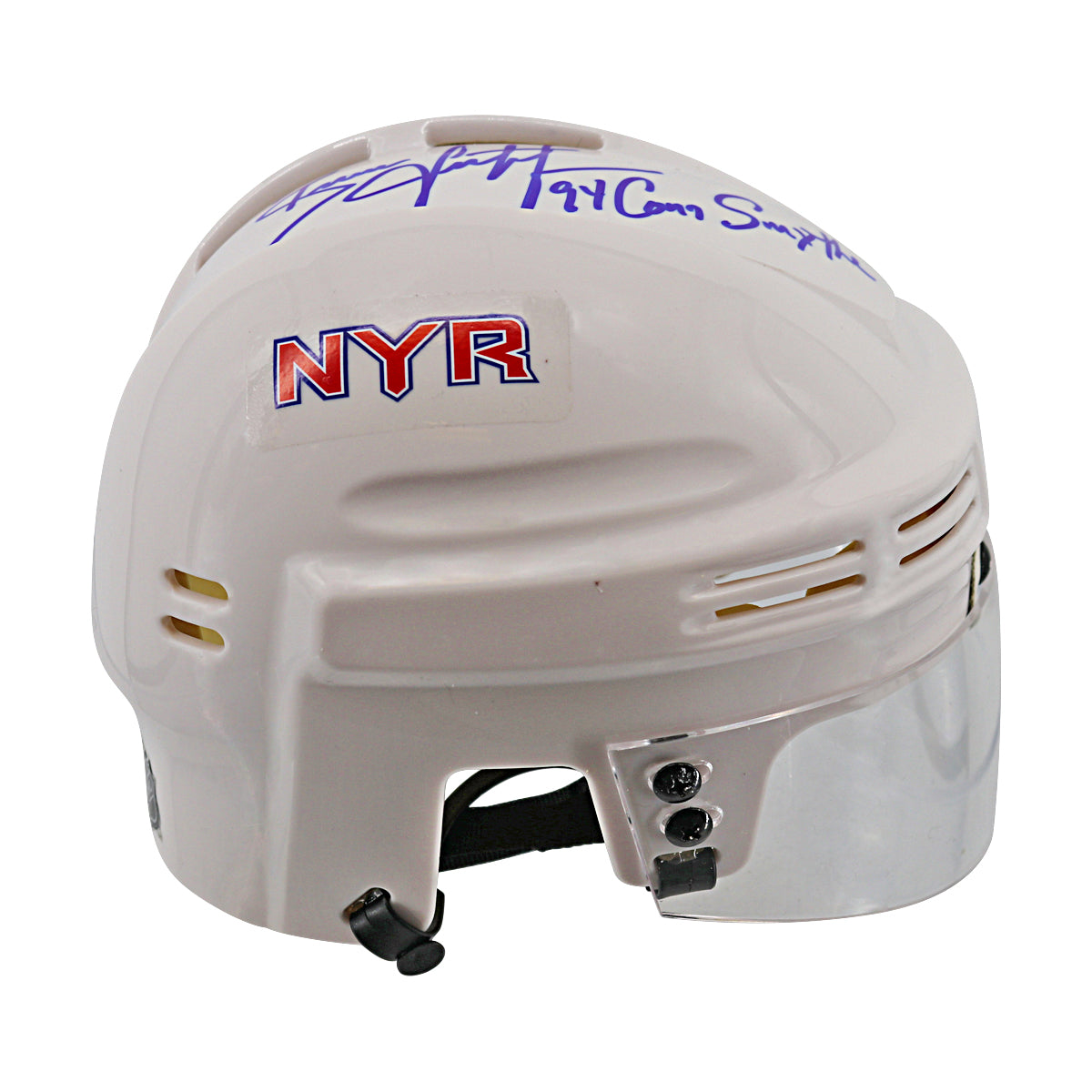 Brian Leetch New York Rangers Signed Inscribed 94 Conn Smythe White Mini Helmet-Powers Sports Memorabilia