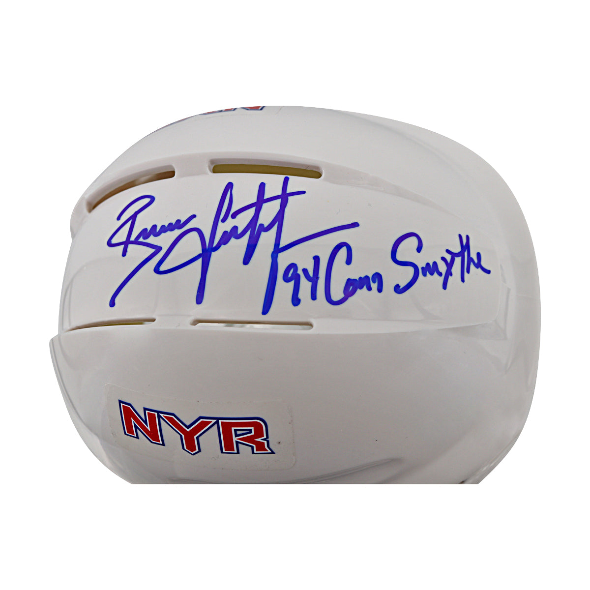 Brian Leetch New York Rangers Signed Inscribed 94 Conn Smythe White Mini Helmet-Powers Sports Memorabilia