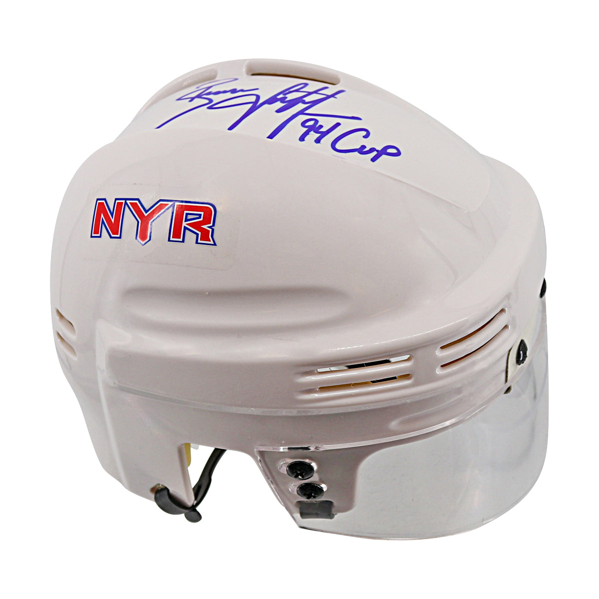 Brian Leetch New York Rangers Signed Inscribed 94 Cup White Mini Helmet-Powers Sports Memorabilia