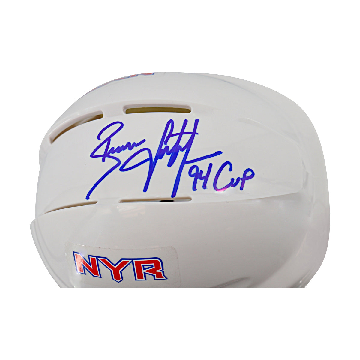 Brian Leetch New York Rangers Signed Inscribed 94 Cup White Mini Helmet-Powers Sports Memorabilia