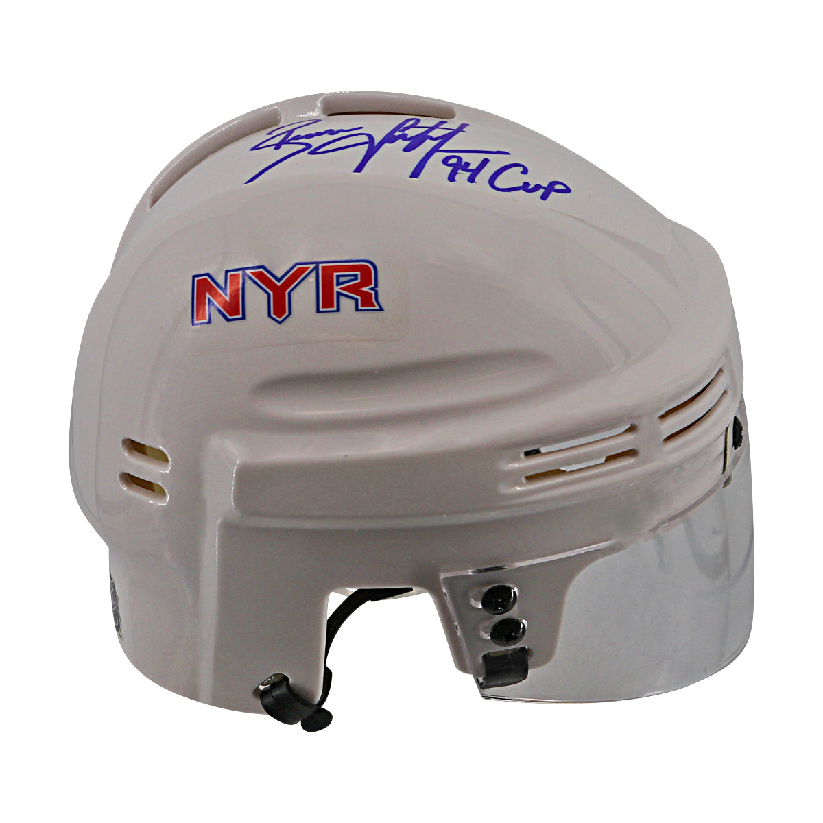 Brian Leetch New York Rangers Signed Inscribed 94 Cup White Mini Helmet-Powers Sports Memorabilia