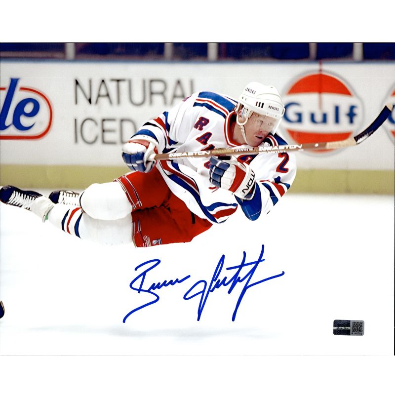 Brian Leetch New York Rangers Signed In Air 8x10 Photo-Powers Sports Memorabilia