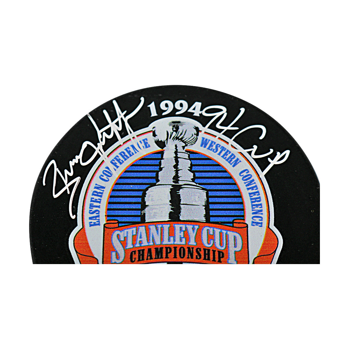 Brian Leetch New York Rangers Signed Inscribed 94 Cup 1994 Stanley Cup Champions Puck-Powers Sports Memorabilia