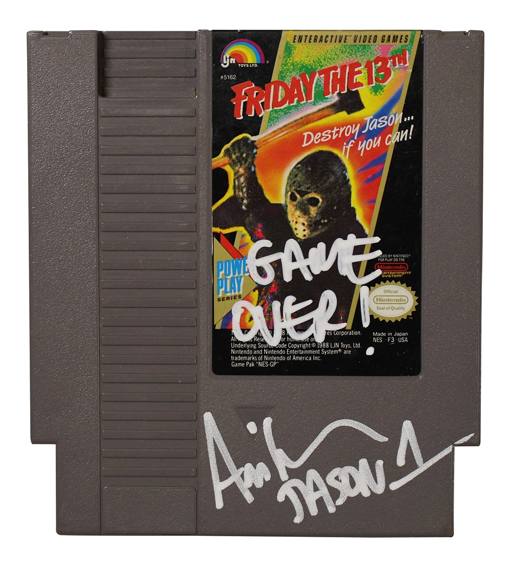Ari Lehman Friday The 13th Signed Mini Helmet - Nintendo NES Game Cartridge Beckett Beckett-Powers Sports Memorabilia