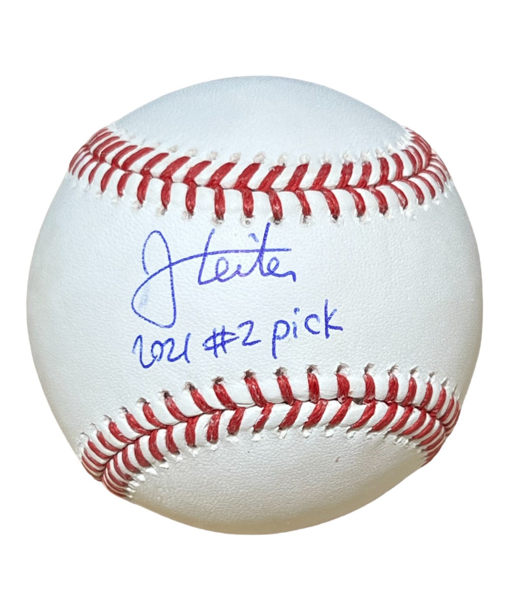 Jack Leiter Texas Rangers Signed Baseball - ROMLB Baseball 2021 #2 Pick-Powers Sports Memorabilia