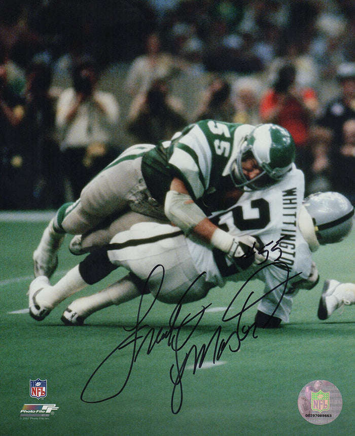 Frank LeMaster Autographed Philadelphia Eagles Green Jersey Tackle 8x10 Photo-Powers Sports Memorabilia