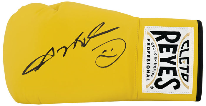 Sugar Ray Leonard Autographed Cleto Reyes Yellow Boxing Glove-Powers Sports Memorabilia