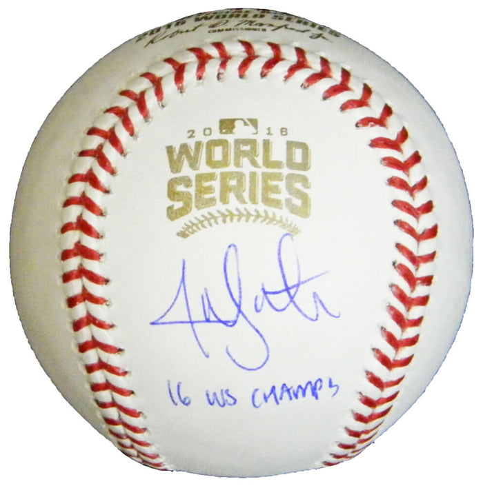 Jon Lester Autographed Rawlings Official 2016 World Series Baseball with 16 WS Champs-Powers Sports Memorabilia