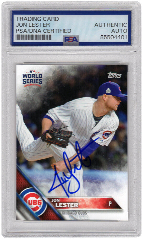 Jon Lester Chicago Cubs Autographed 2016 Topps World Series Champions-Powers Sports Memorabilia