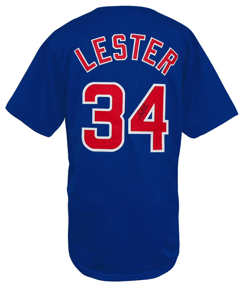 Jon Lester Autographed Blue Custom Baseball Jersey-Powers Sports Memorabilia