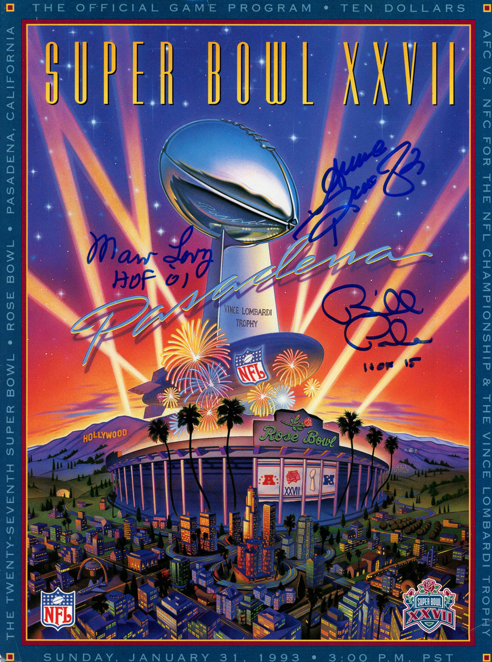 Marv Levy, Bill Polian & Andre Reed Buffalo Bills Signed Mini Helmet - Super Bowl XXVII Program JSA JSA-Powers Sports Memorabilia