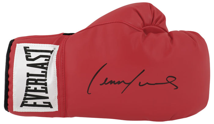 Lennox Lewis Autographed Everlast Red Full Size Boxing Glove-Powers Sports Memorabilia