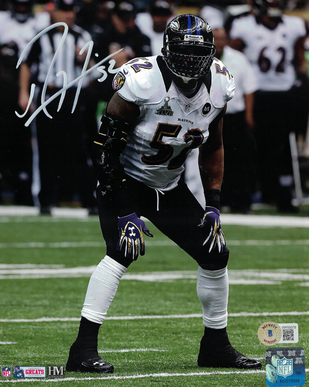 Ray Lewis Baltimore Ravens Signed 8x10 Photo – Beckett Authenticated-Powers Sports Memorabilia