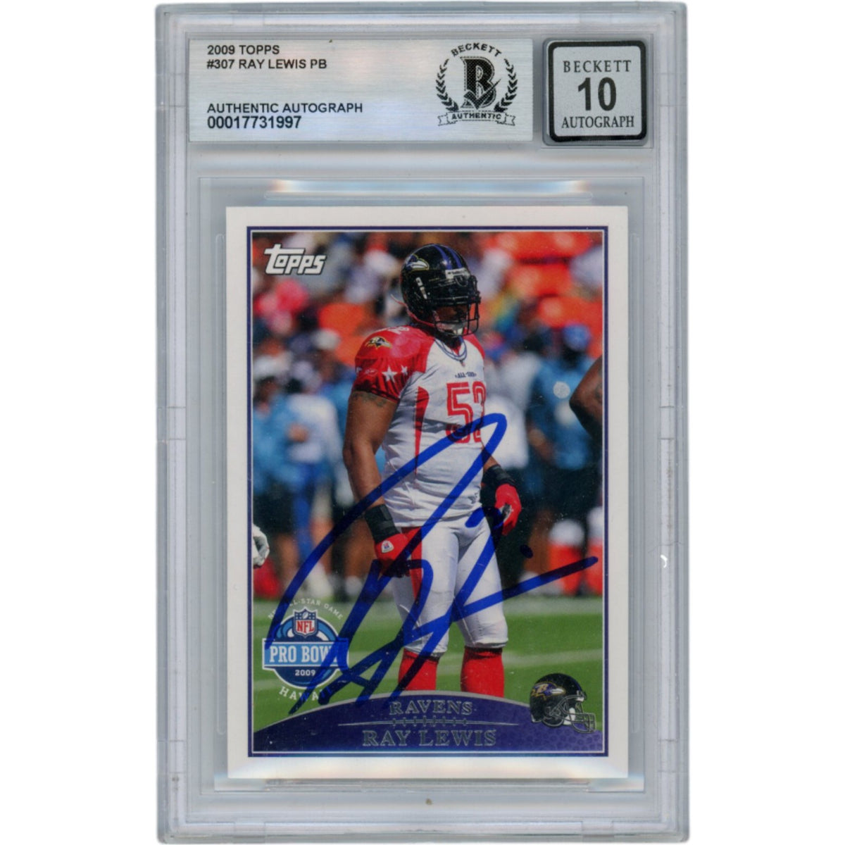 Ray Lewis Baltimore Ravens Signed Card - 2009 Topps #307 Slabbed Beckett Beckett-Powers Sports Memorabilia
